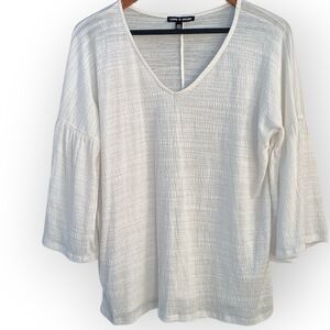 White V-Neck Women's Top